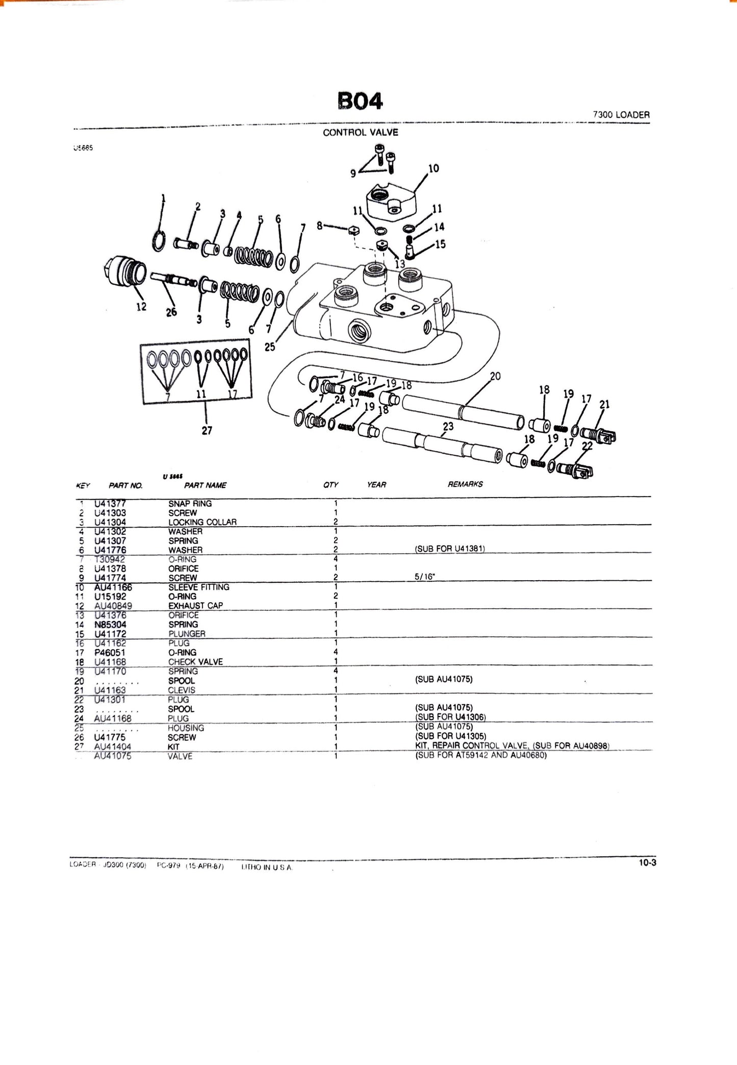 JOHN DEERE JD300 (7300) LOADER - Parts catalog - PC979 digital version