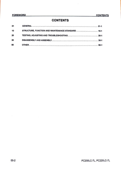 Komatsu Galeo PC200LC-7L and PC220LC-7L Hydraulic Excavator Shop Manual - CEBM005802  Digital version