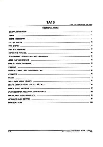 John Deere JD570 AND 570A MOTOR GRADERS - Parts catalog - PC1058 digital version