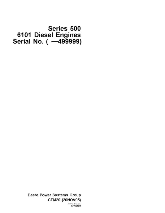 John Deere Series 500, 6101 Diesel Engines Component Technical Manual CTM20  Digital version