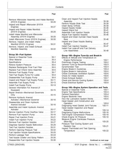 John Deere Series 500, 6101 Diesel Engines Component Technical Manual CTM20  Digital version