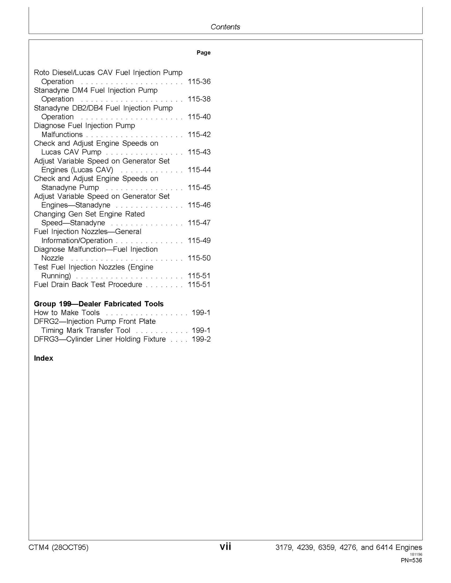 John Deere Series 300 - 3179, 4239, 6359, 4276, and 6414 Diesel Engine Component Technical Manual CTM4 - digital version