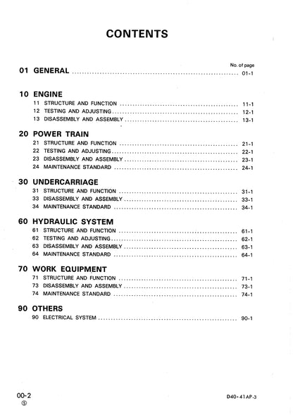 Komatsu D40A,P-3, D41A,E,P-3, D41A-3A Shop manual - digital copy SEBM0120C07