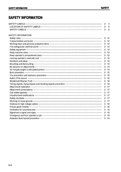 Komatsu PC128US-2, PC138USLC-2 hydraulic excavators Operation and Maintenance Manual - SEAM035408T