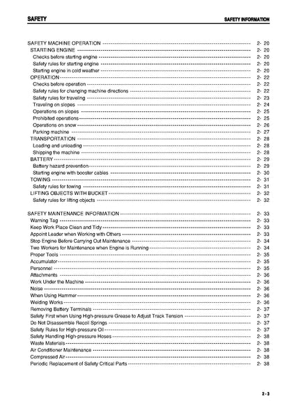 Komatsu PC128US-2, PC138USLC-2 hydraulic excavators Operation and Maintenance Manual - SEAM035408T