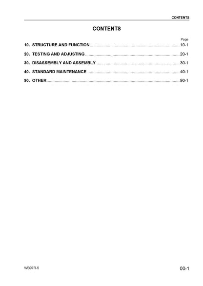 Komatsu WB97R-5 backhoe loader Service manual - digital version WEBM006300