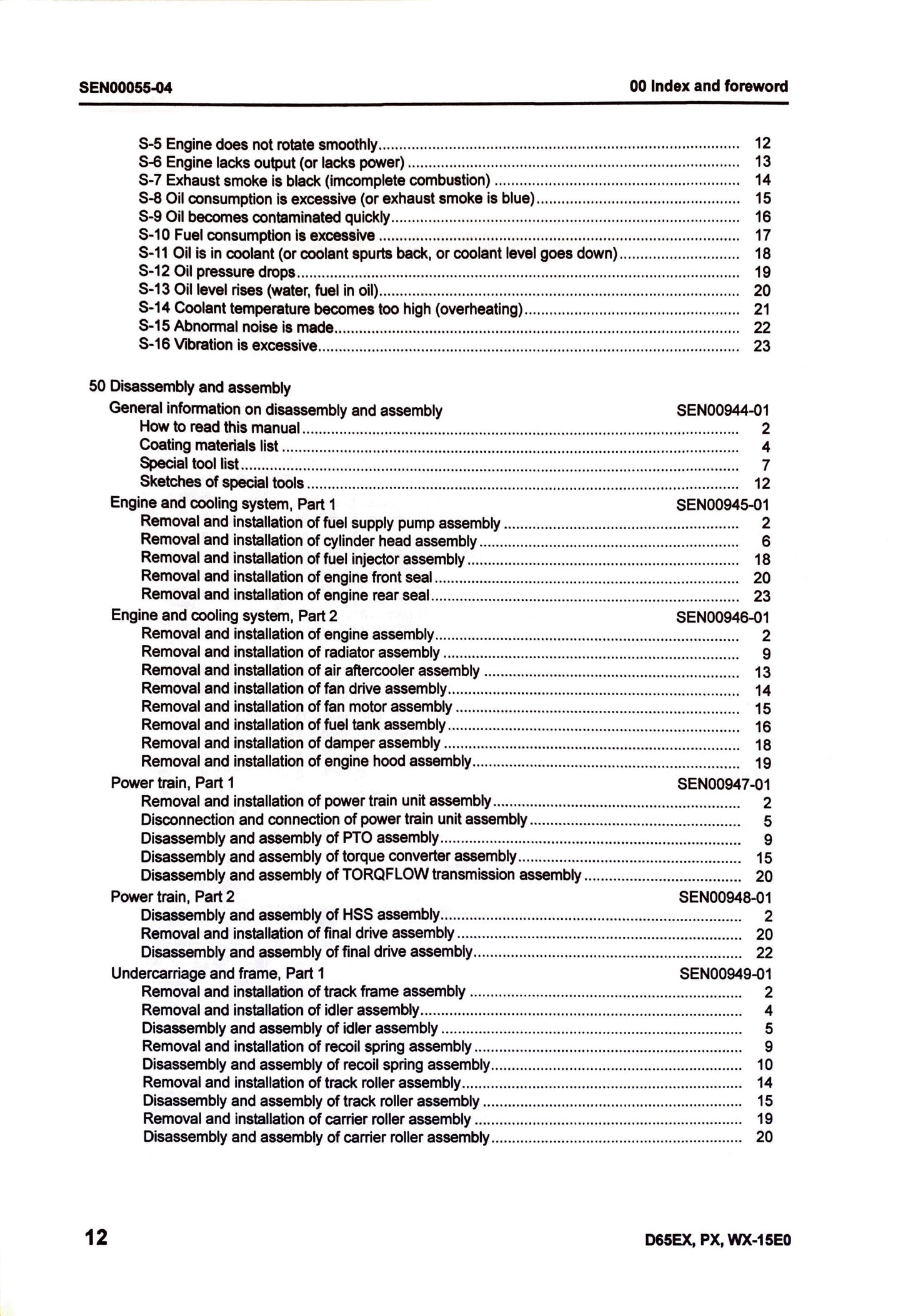 Komatsu D65EX-15EO, D65PX-15EO, D65WX-15EO bulldozers Shop manual  - digital version SEN00046-04