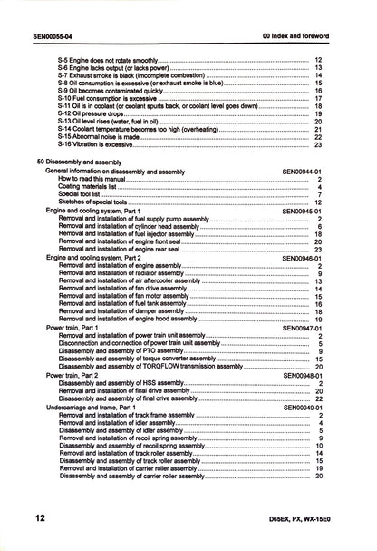 Komatsu D65EX-15EO, D65PX-15EO, D65WX-15EO bulldozers Shop manual  - digital version SEN00046-04