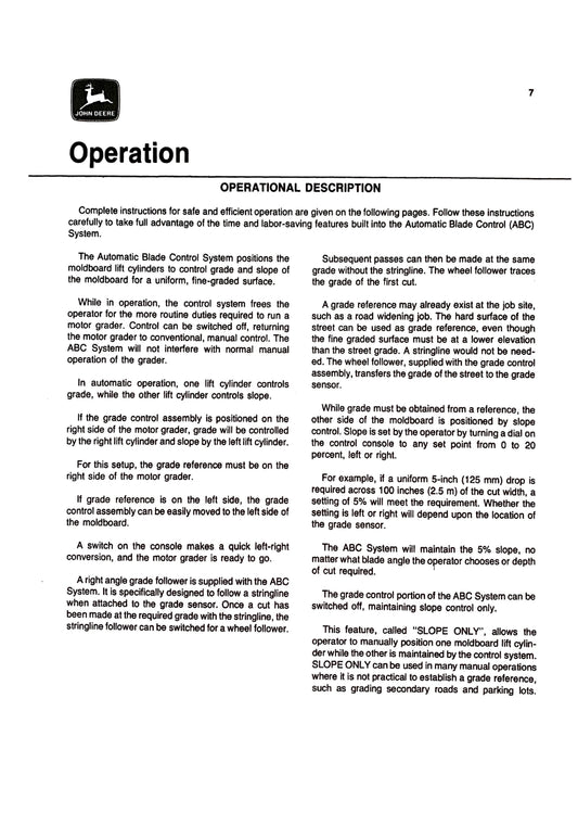 John Deere JD670, 670A, 672A Automatic blade control system Operator's Manual OMT65038 - digital version