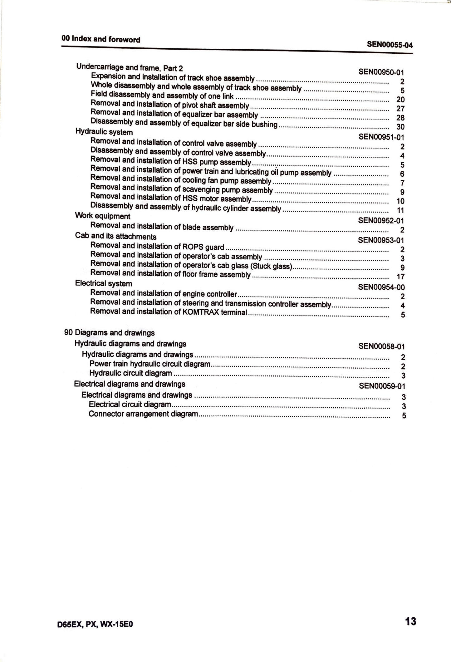 Komatsu D65EX-15EO, D65PX-15EO, D65WX-15EO bulldozers Shop manual  - digital version SEN00046-04