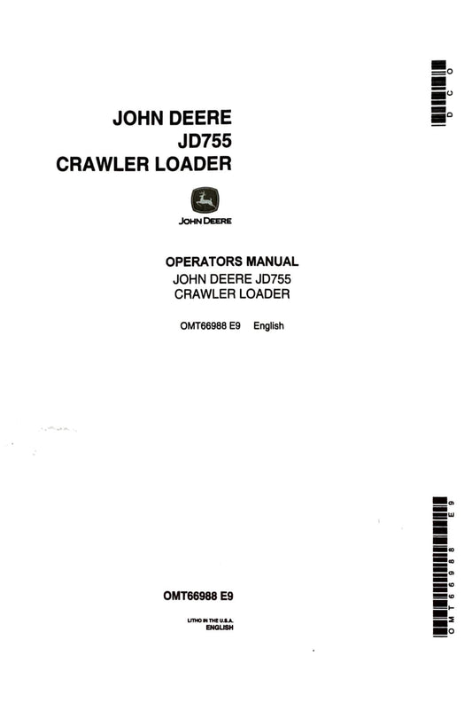 John Deere JD755 Crawler Loader Operator's Manual OMT66988 - digital version