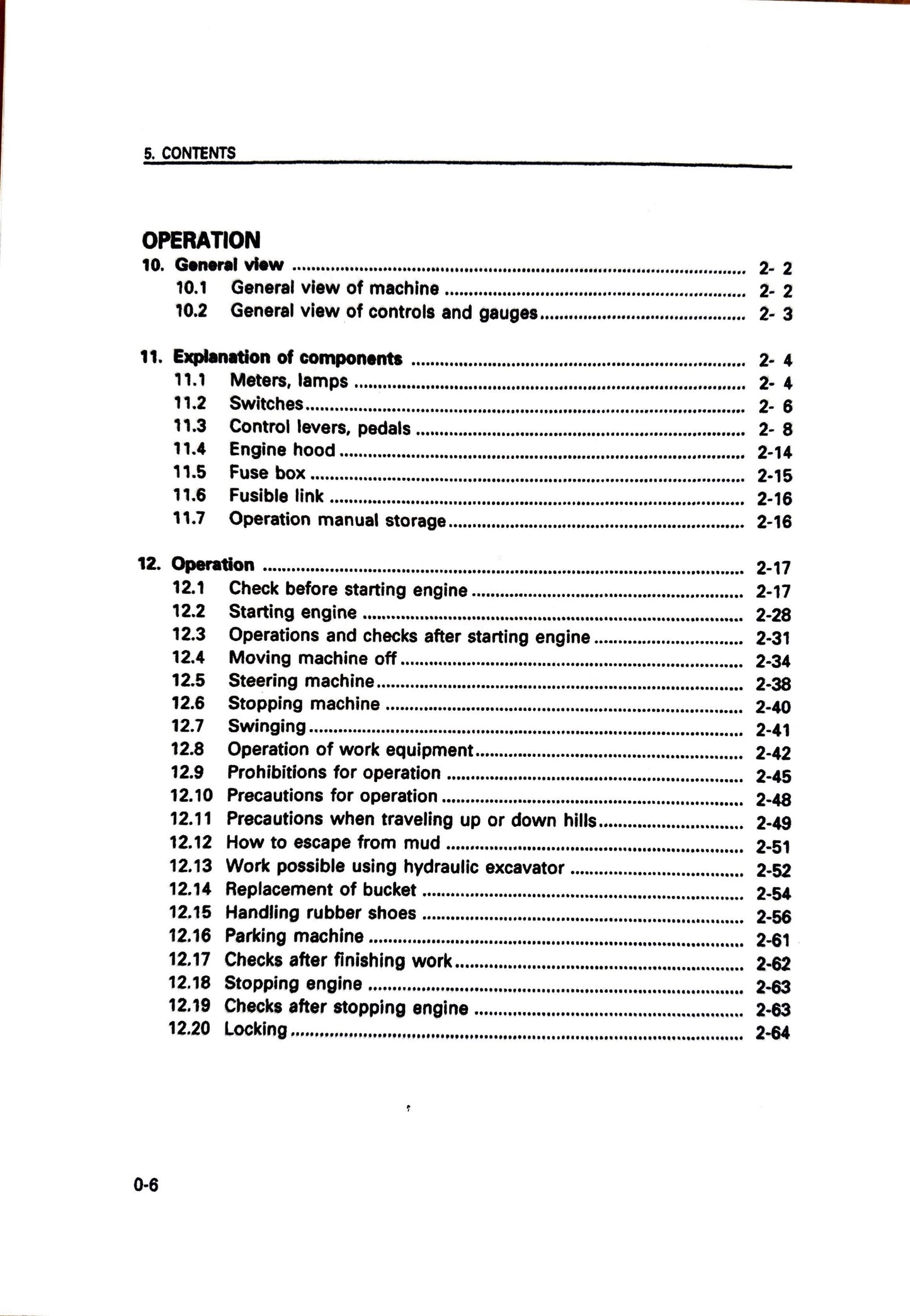 Komatsu PC03-2 hydraulic excavator Operation and Maintenance manual SEAM040600 - digital version