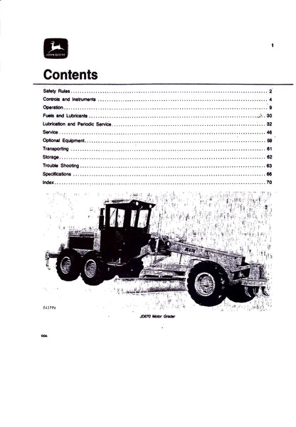 John Deere JD670 Operator's Manual OMT62664 - digital version