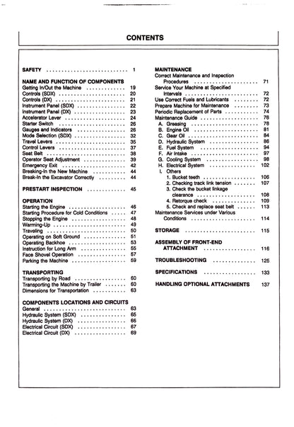 Hitachi EX150 Excavator Operator's Manual EM133-1-4 Digital version